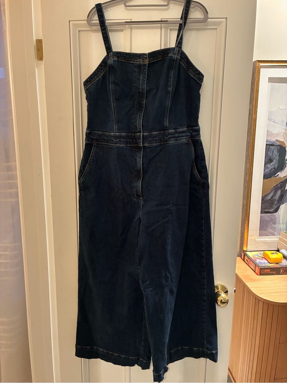 torrid Dark Blue Denim Wide-Leg Jumpsuit